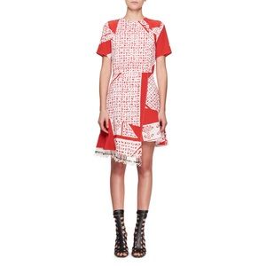 ALTUZARRA Tournelle Silk Short-Sleeve Bandana-Print Silk Dress Size 44 or 12